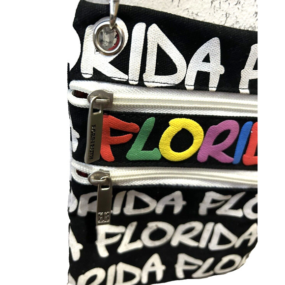 Women’s Robin Ruth Black And White Florida Crossbody Small Purse 2 Zip Pockets - Picture 5 of 5